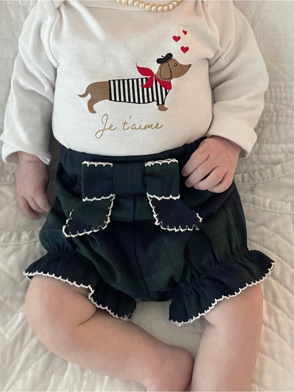 Buford bonnet Company Plaid Green & Navy Ruffle Shorts